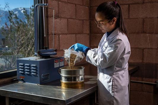 Pure Ground employee pouring product into container